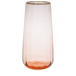 Hand Blown Stemless Champagne Flute, 15.21 Oz Gold Rim Champagne Toasting Flutes